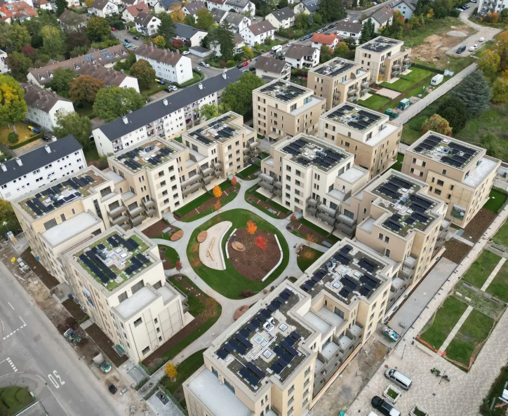 Drohnenaufnahme einer On-Site PPA Photovoltaikanlage
