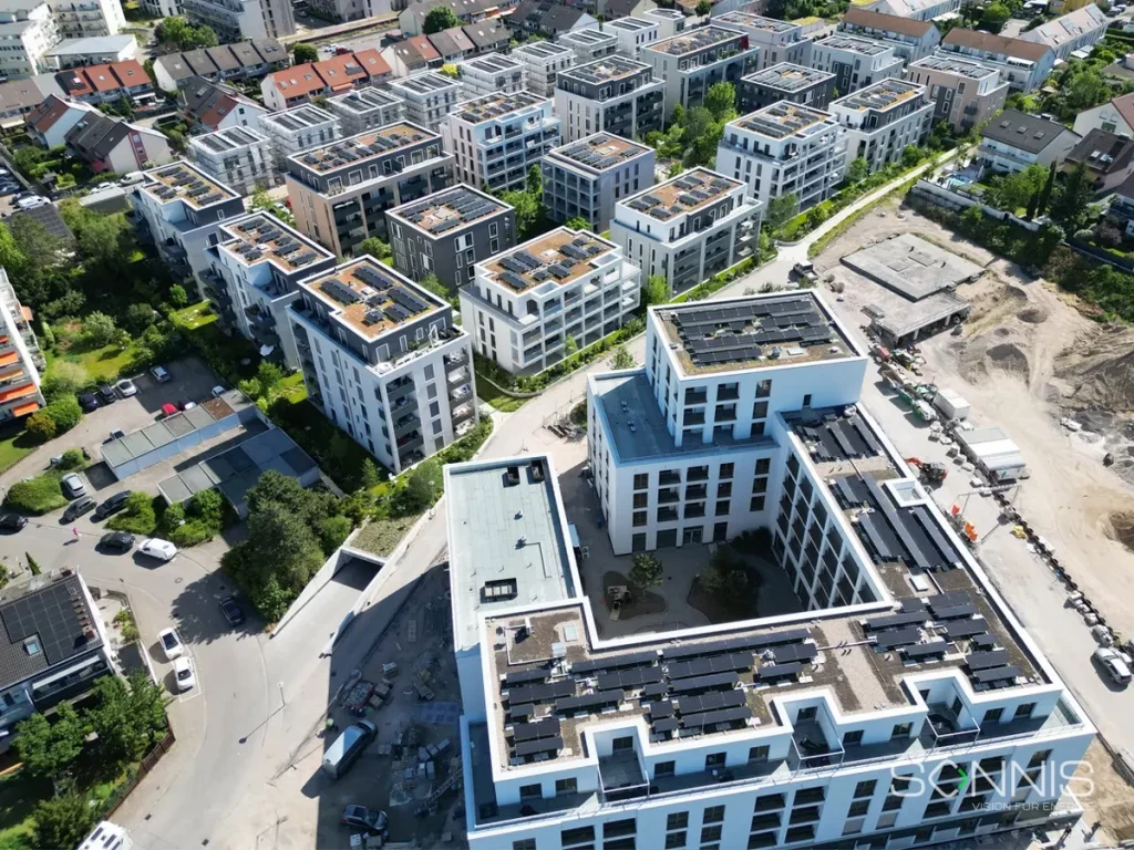 Wohnquartier mit Photovoltaikanlage